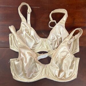 Set of 2 Vintage Bali Satin Unlined Wired Bras 36 B 1980s or 90s